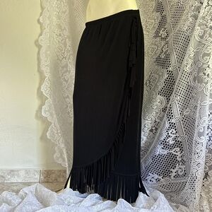 COS Black Midi Skirt with Fringe Detail
